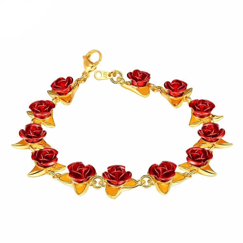 Red Rose Flower Bracelet